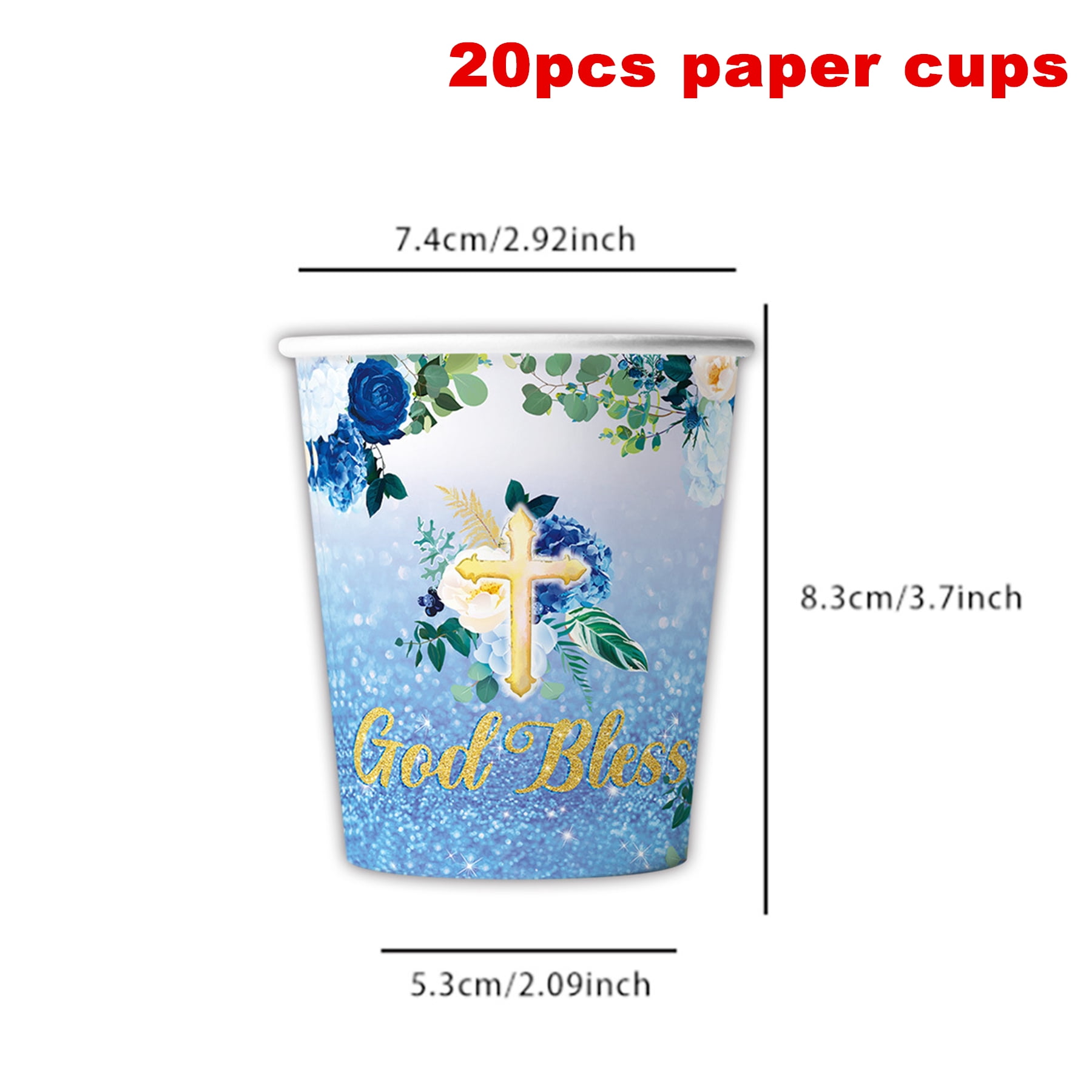 161 Pcs Blue God Bless Tableware Set, Baptism First Holy Communion Party Decorations Supplies for Newborn Baby Shower, Baptism Church Cross White Floral, Serves 20 Guests