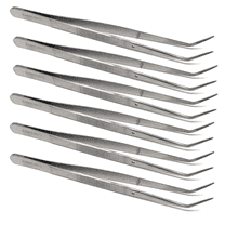 6 Pcs Lab Tweezers with Angled Serrated Tips Made of Stainless Steel Essential Lab Tools Multipurpose Set of Tweezers - 6"