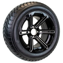 eCustomrim 215/50-12 Trailer Golf Cart ATV Offroad Tire On 12X7 Gloss Black Rim B9