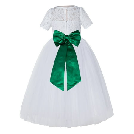 

White Floral Lace Vintage Flower Girl Dresses Special Occasions LG2T