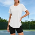thumbnail image 6 of TGSLY Women's UPF 50+ Sun Protection Tops Crew Neck Short Sleeve Solid Color Athletic T-Shirt Quick-Dry Fit Back Pleated Detail Curved Hem Tunic Blouses XL, 6 of 10
