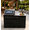 black+65" +Grill + Sink, variant on 63" Modular Outdoor Kitchen Island Propane Gas Grill, 6 Burners, 85,000 BTU, Infrared Burner, Black Granite Countertop and Storage Cabinets