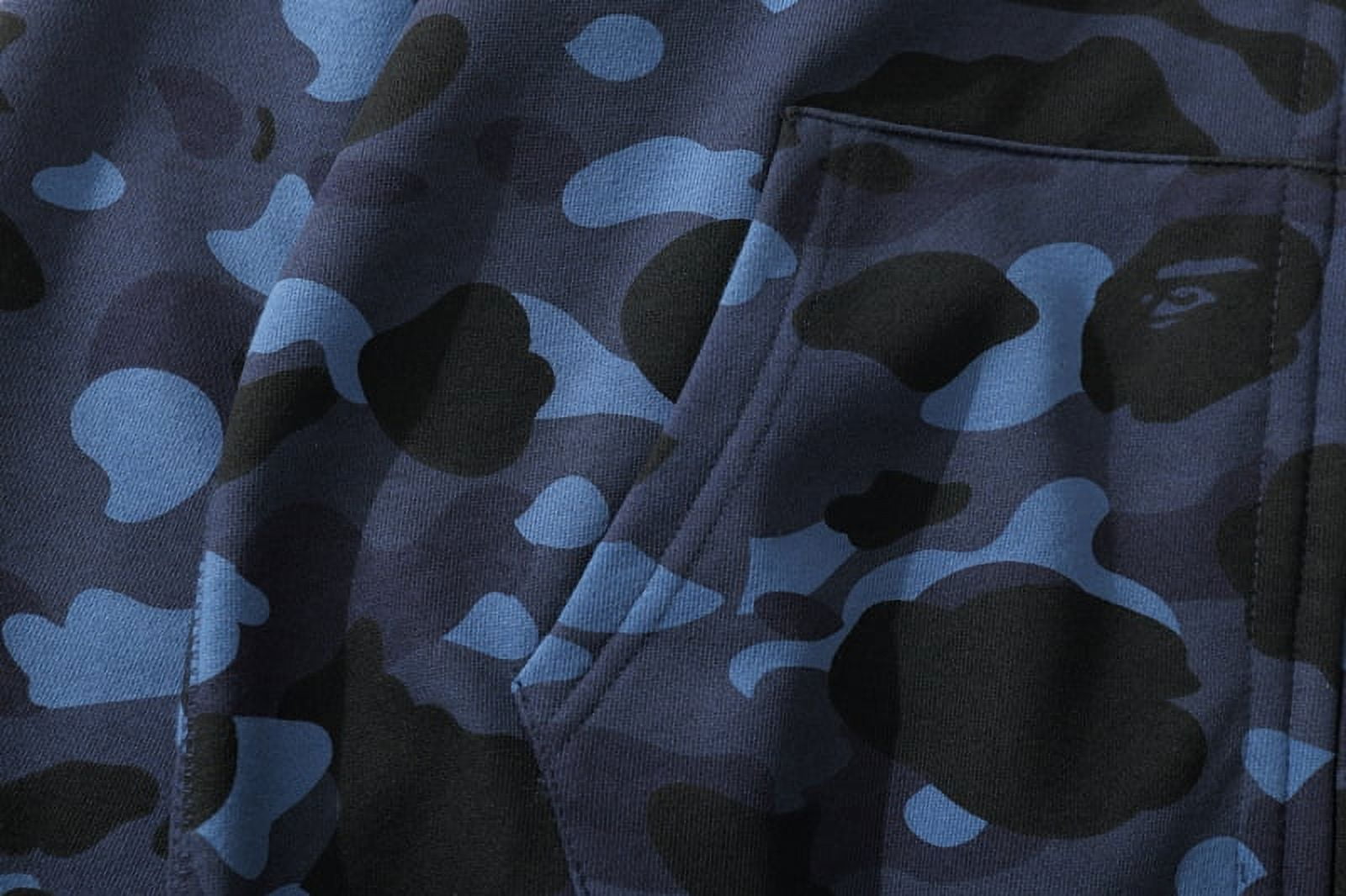 BAPE Shark Cotton Hoodie Street Fashion Camouflage Double Hooded  Jacket,starry sky Black