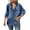 Navy blue, variant on Women Button Down Denim Shirt Long Sleeve Roll Up Casual Oversized Jean Jacket Distressed Tunic Top