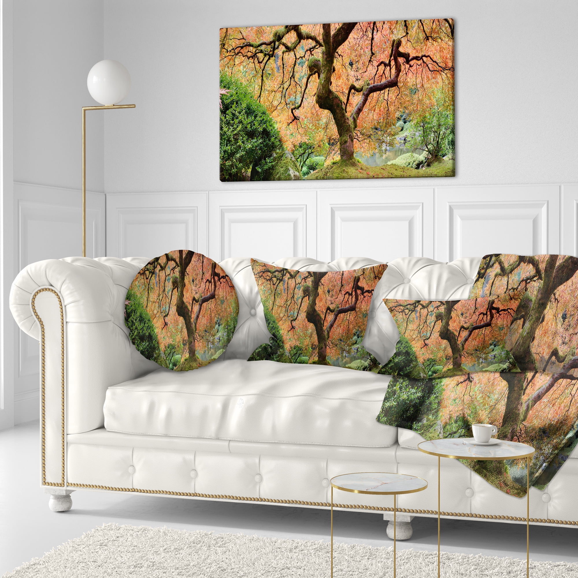 Designart Old Japanese Maple Tree - Landscape Photography Throw Pillow - 12x20