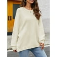 thumbnail image 6 of Arvbitana Women Casual Sweater Long Sleeve Knitwear Tunic Crew Neck Solid Color Loose Fit Knit Tops Lightweight Pullover, 6 of 6