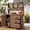 Brown, variant on Mintazer 65" Outdoor Farmhouse Potting Bench, Freestanding Garden Workstation with 6 Drawers, Cabinet, Open Shelves & Side Hook, Natural