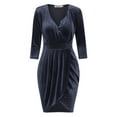 thumbnail image 4 of Women's Velvet Dress Tulip Shape Bodycon Party Mini Dress LBD (Black), 4 of 9