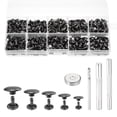 thumbnail image 1 of Uxcell Kit de Rivets en Cuir Double Capuchon 340, Tailles Mixtes Capuchon Rond Goujons Métalliques pour Réparation de Collier pour Animaux, Gunmetal, 1 of 7