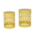 thumbnail image 5 of Oufan Outdoor Side Table Set of 2, Decorative Garden Stool for Patio Heavy Duty Metal Frame Accent Table Modern End Table, Yellow, 5 of 7