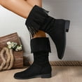 thumbnail image 6 of Black Women'S Mid-Calf Boots With Tassel Embellishment Round Toe Low Heel For A Relaxed Boho Chic Style, 6 of 7