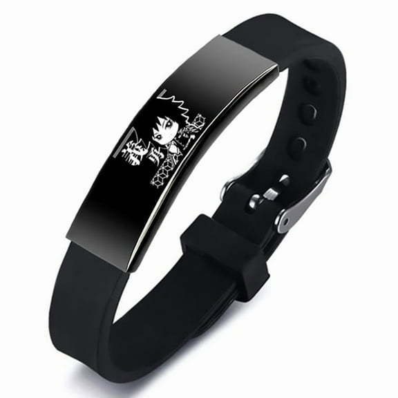 Anime Peripheral Demon Slayer Bracelet Charcoal Jiro You Bean Cartoon Character Image Stainless Steel Silicone Bracelet