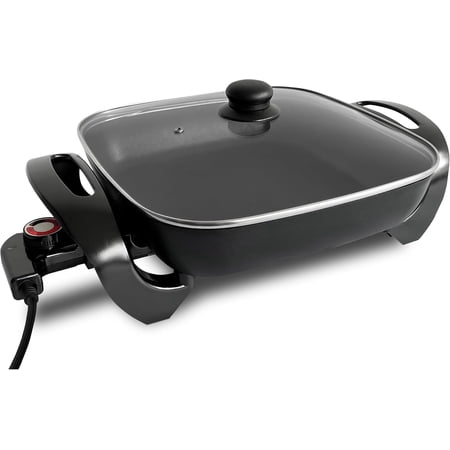 Household Electric Wok with Glass Lid & Adjustable Temperature, Electric Frying Pan & Hot Pot, Made of Stainless Steel, Large Capacity, Non-Stick & Scratch-Resistant Surface, Versatile Uses