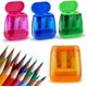 thumbnail image 1 of Sacapuntas, 4 sacapuntas manuales, doble agujero compacto de color sacapuntas de mano para niños con tapa, adultos, estudiantes, escuela, clase, oficina en casa (cubierto) oso de fresa Electrónica, 1 of 5