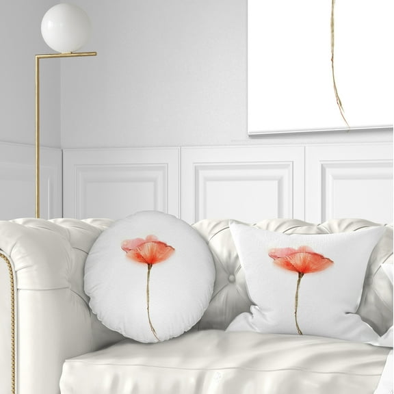 Designart Watercolor Large Red Poppy Flower - Flower Throw Pillow - 12x20