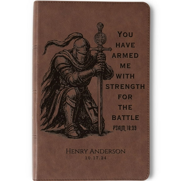 Personalized Bible for Men, KJV Single-Column Bible, Custom Bible Engraved Name, Knight Warrior Design, Christian Gift, Bible Gifts for Him