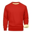 thumbnail image 5 of Wrtxtat Mens Fuzzy Sherpa Sweatshirts Winter Thick Warm Fleece Lined Long Sleeve Crewneck Pullover Tops Heavyweight Loungwear Underwear Shirts with Pockets Z01-Red L, 5 of 5