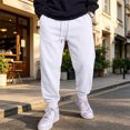 thumbnail image 2 of Resicozy Sweatpants for Men Lightweight Cotton Cuffed Jogger Sweatpant Casual Drawstring Elastic Waist Pant with Pocket White M, 2 of 8