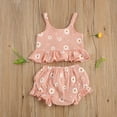 thumbnail image 3 of Listenwind Summer Lovely Toddler Baby Girls Clothes Sets Daisy Print Sleeveless Buttons Vest Tops Mini Shorts Outfit, 3 of 7