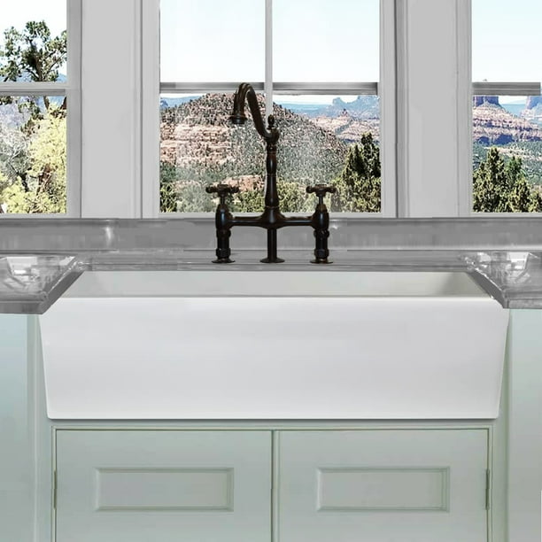 Highpoint Collection 36 Inch Reversible, 36 Inch White Fireclay Farmhouse Sink