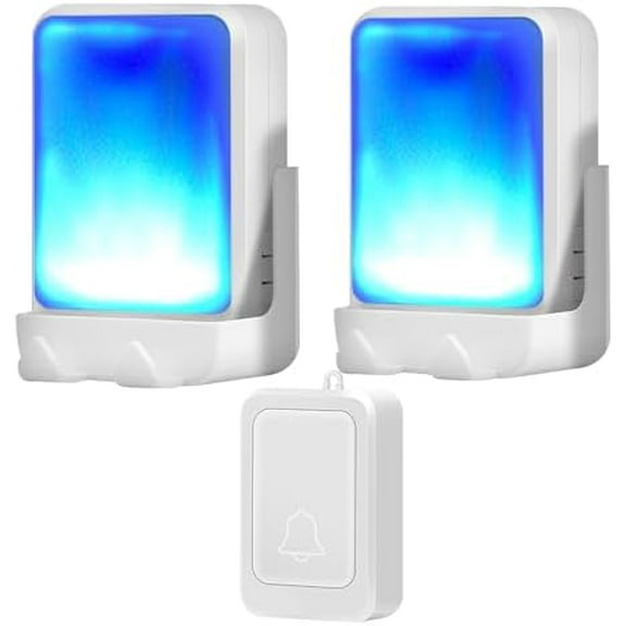 Loud Flash Doorbell with 7 Colors of Bright Light and 4 Volumes, Wireless Doorbells 600 feet,at Home/Office,Suitable for the Elderly, Hearing Impaired People,1 Transmitter with 2 Receivers