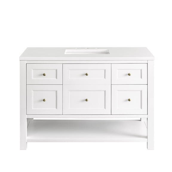 James Martin 330-V48-BW-3WZ Single Vanity Bright White w/ White Zeus Top