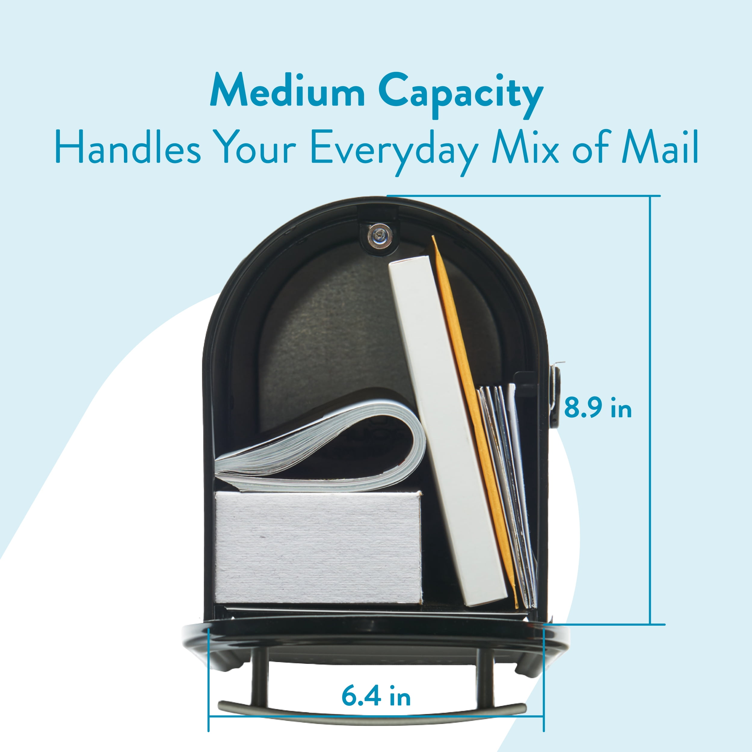 Architectural Mailboxes Franklin Galvanized Steel, Medium, Post-Mount Mailbox in Black