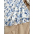thumbnail image 4 of Women's Ditsy Floral Ruched Cami Mini Dress Spaghetti Strap Ruffle Hem Mesh A-Line Casual Dress, 4 of 5