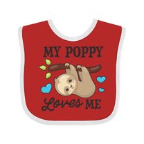 Inktastic My Poppy Loves Me with Sloth and Hearts Boys or Girls Baby Bib