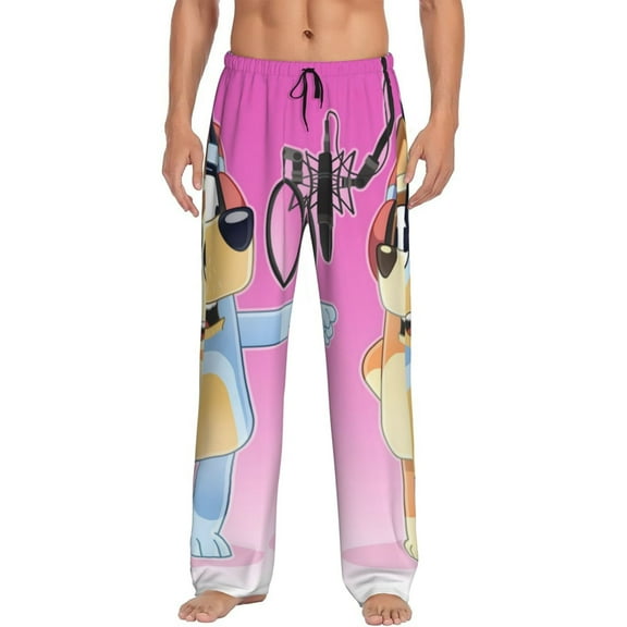 Johaoi Bluey Print Mens Pajama Pants,Men's Sleepwear Soft Pj Pants Lounge Pants with Drawstring & Pockets-Small