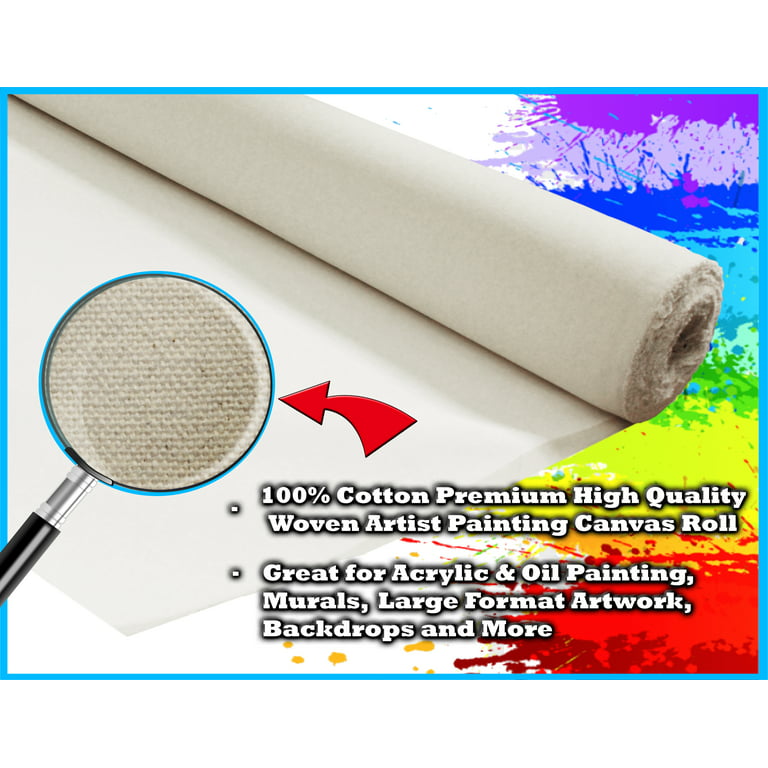 Nasco 1100424 Fine Arts Unprimed Cotton Canvas Roll, 6 yds x 62