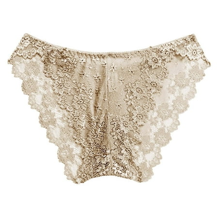 HCURIBAD Panties for Women Clearance Women s Thin Mid Waist Sexy Lace Smooth Semi-Packed Hip Triangle Panties Seamless Underwear Cotton Underwear No Show Underwear  1xLady s Panty Beige One Size