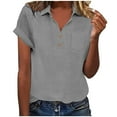 thumbnail image 4 of Vinsonshop Women's Short Sleeve V-neck Polo Shirts Business Casual Work Collared Tops Dressy Cute Blouses (S-3XL), 4 of 9