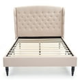 thumbnail image 2 of DeCoro Brighton Upholstered Platform Bed | Headboard and Wood Frame with Wood Slat Support | Linen, Queen, 2 of 10