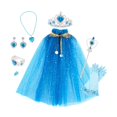 thumbnail image 2 of Conjunto de disfraz de princesa, juego de simulación, disfraz de princesa para niñas para regalos de carnaval Azul, 2 of 10