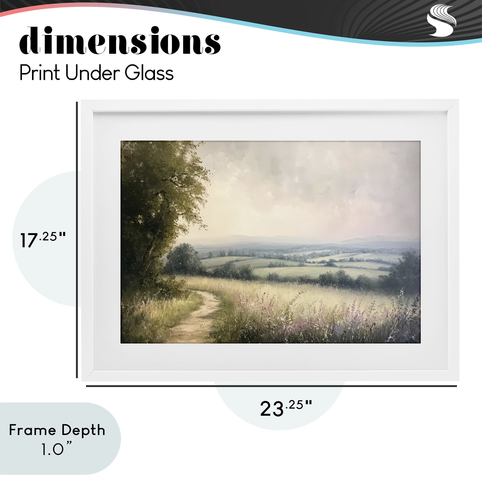 Stupell Industries Rolling Farmlands in Distance White Framed Print Under Glass, design by Petal Prints Design