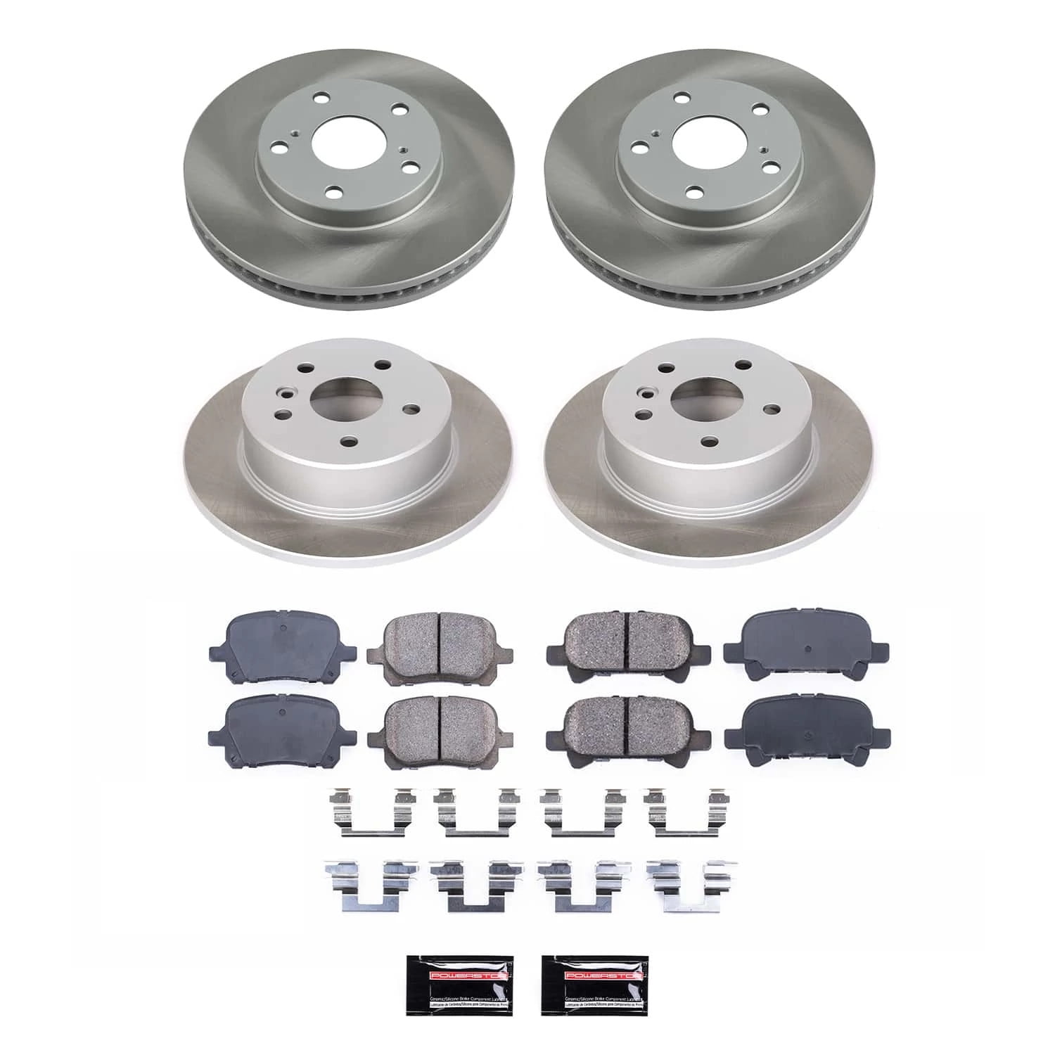 PowerStop Front and Rear Semi-Coated Rotor and Low-Dust Ceramic Brake Pad Kit SC1063