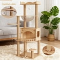 thumbnail image 3 of Heavy Duty Cat Tree for Large Cats, 56.7" Multi-Level Cat Tower with Solid Wood Base, Condo House, Hammock, Sisal Scratching Posts & Wide Platforms for Indoor Cats, 3 of 8