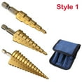 thumbnail image 2 of Willstar 3PCS Step Drill Bit Set, High Speed Steel Titanium Coated Cobalt Steps, Cone Drilling Bits, 2 of 9