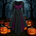 thumbnail image 2 of FYEGRE Elegant Ladies Lace Patchwork Dress For Halloween Party And Event Purple M, 2 of 4