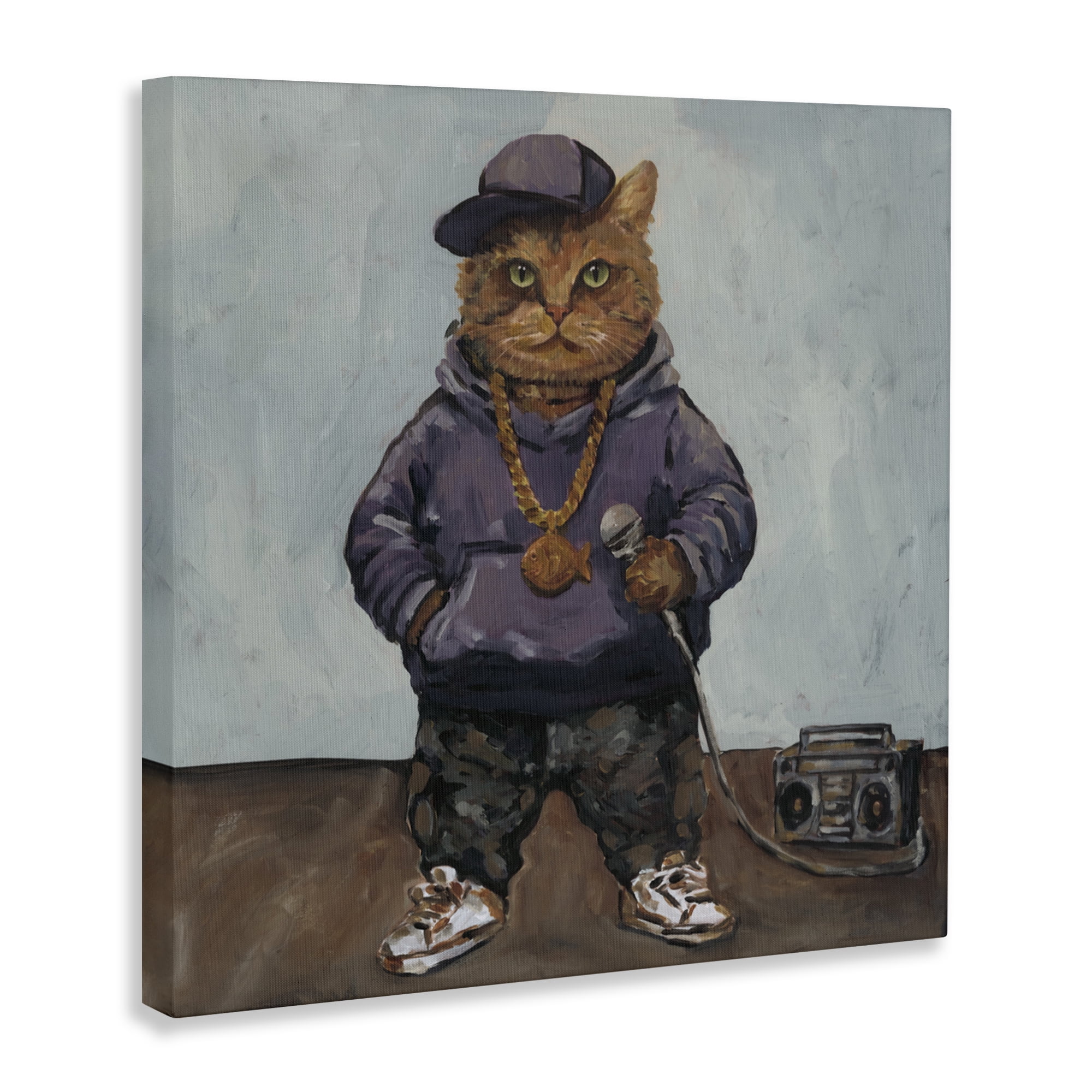 Stupell Industries Urban Hip-Hop Cat Canvas Wall Art, design by Studio Bautista