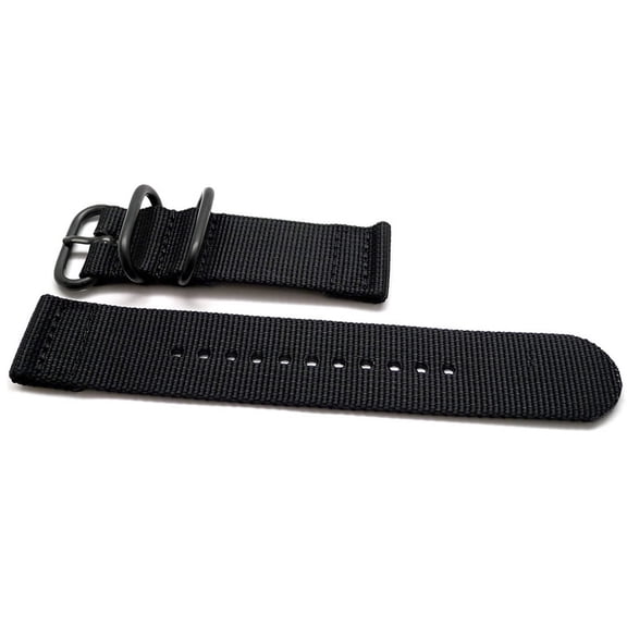 Da Luca Two Piece Ballistic Nylon Watch Strap - Black (PVD Buckle) : 22mm