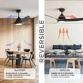 thumbnail image 4 of ProMounts 52 in. WIFI 3-Blade Smart Ceiling Fan with Reversible Motor, 6 Speeds and 3 Color Temperatures, App Control, Black, 4 of 11