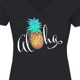 thumbnail image 4 of Inktastic Aloha- in cursive with pineapple rainbow colors Women's V-Neck T-Shirt, 4 of 5