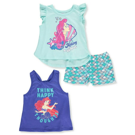 Disney Princess Girls' 3-Piece Shorts Set Outfit
