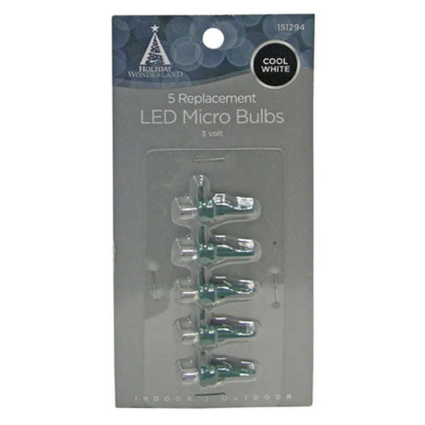 Christmas Lights Led Replacement Bulb, Micro, Cool White, 5 PK., Noma
