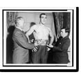 thumbnail image 2 of Historic Framed Print, [Primo Carnero, center, wearing World's Heavyweight Championship belt, flanked by John Reed Kilpatrick (l) and Jimmy Johnston (r)], 17-7/8" x 21-7/8", 2 of 9