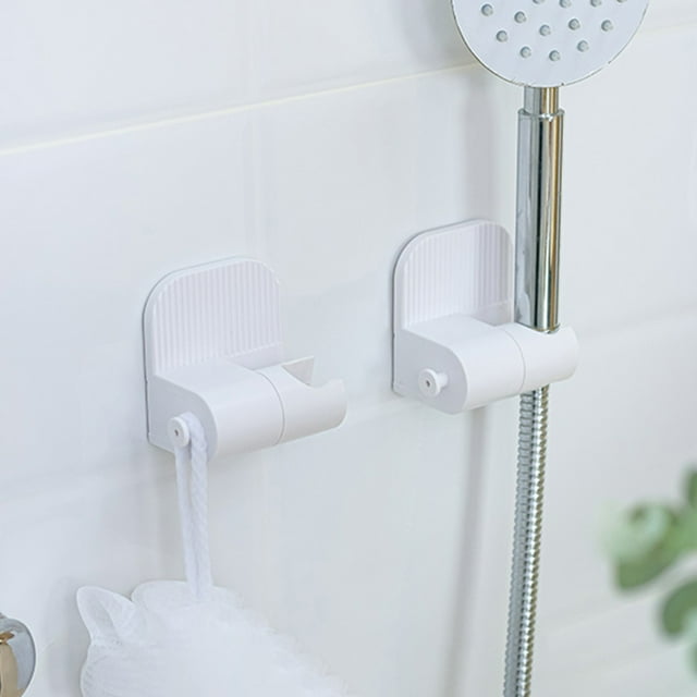 Soporte de ducha sin taladro Soporte de pared ajustable | Estante de almacenamiento colgante de baño para cabezal de ducha | Plástico blanco | Fácil de instalar | Incluye gancho | 7,9x7,5x5,3cm