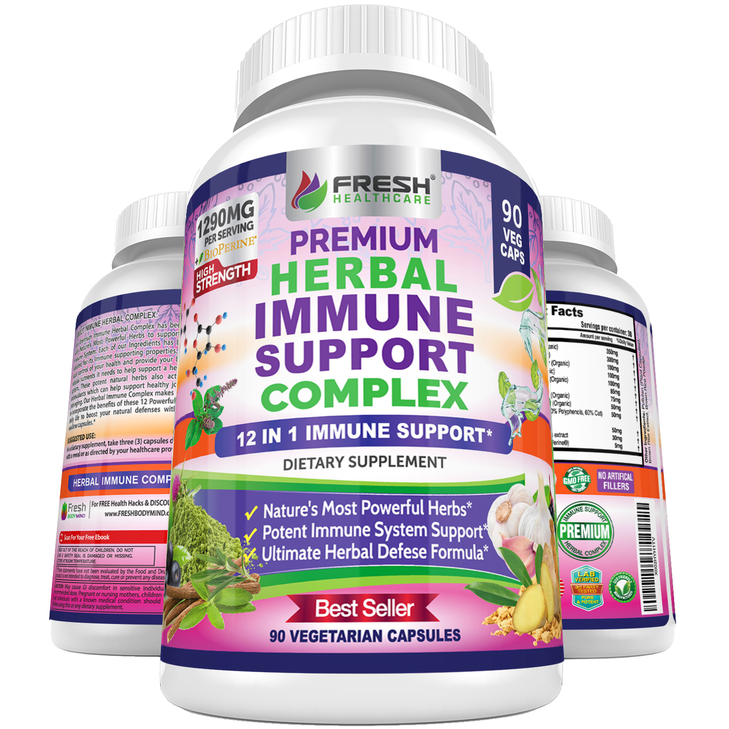 Immune Support Herbal Supplement Advanced 12 in 1 Daily Immune