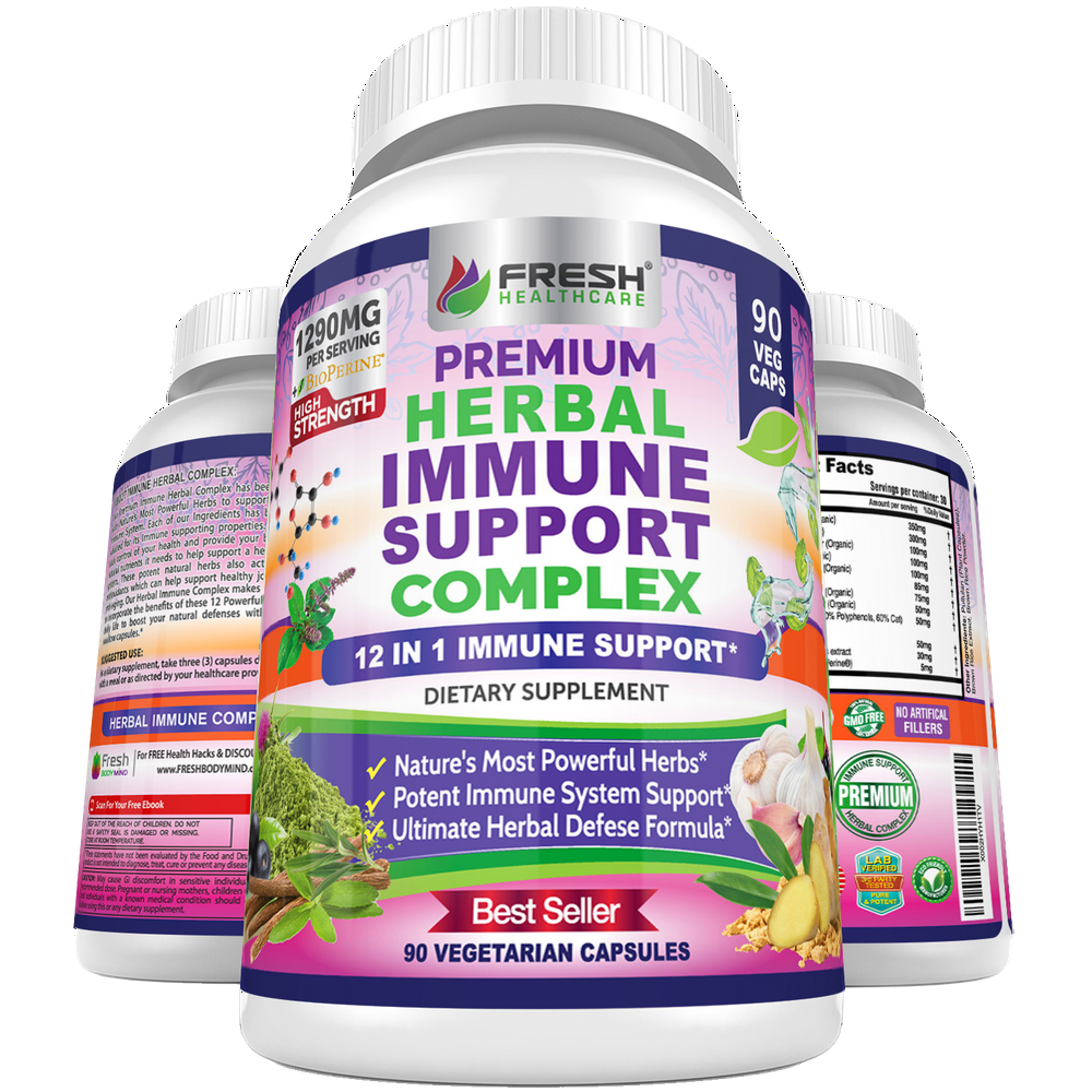 Immune Support Herbal Supplement Advanced 12 in 1 Daily Immune